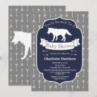 Modern Rustic Grey & White Wolf Arrows Baby Shower