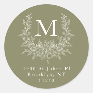 Modern Rustic holiday monogram Shadow Classic Round Sticker