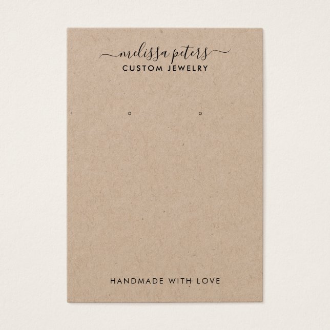 Modern Rustic Kraft Jewellery Earring Display Card (Front)
