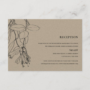 MODERN RUSTIC KRAFT LINE DRAWING FLORAL RECEPTION ENCLOSURE CARD