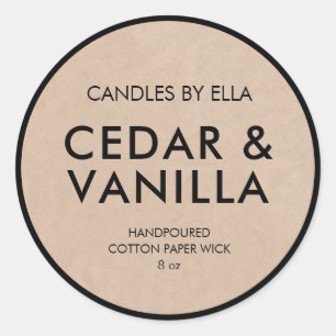 Modern Rustic Kraft Personalized Candle Labels