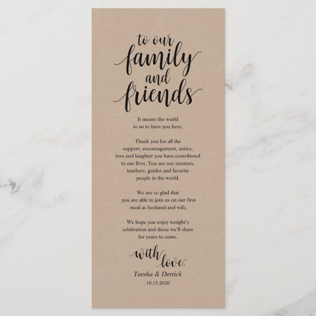 Modern Rustic, Kraft Place Setting Thank You Card (Front)