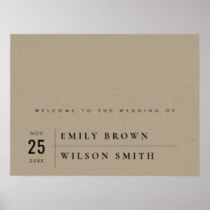 MODERN RUSTIC KRAFT TYPOGRAPHY WEDDING WELCOME POSTER