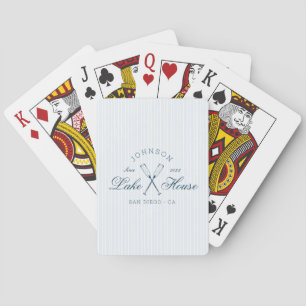 Modern Rustic Lake House Oars Blue Stripes Playing Cards