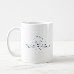 Modern Rustic Lake House Oars Coastal Navy Blue  Coffee Mug