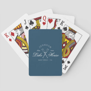 Modern Rustic Lake House Oars Navy Blue Playing Cards