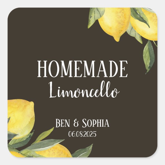 Modern Rustic Lemons Homemade Limoncello  Square Sticker (Front)