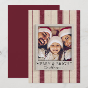 Modern Rustic Linen Family Photo Christmas Card