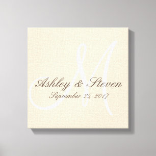 Modern Rustic Linen Monogram Canvas Print