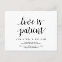 Modern rustic, love is patient, wed postponed
