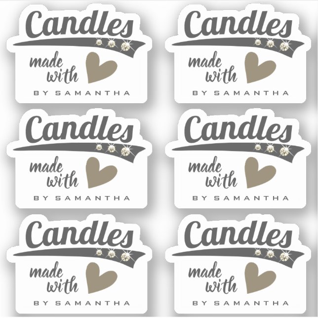 Modern Rustic Made with Love Brown Heart Candles (Front)