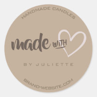 Modern Rustic Made with Love Heart Natural Brown