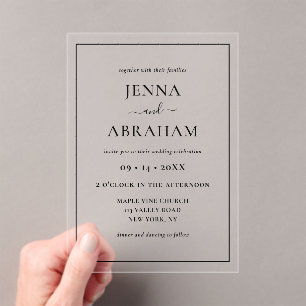 Modern Rustic Minimal Elegant  Acrylic Invitations