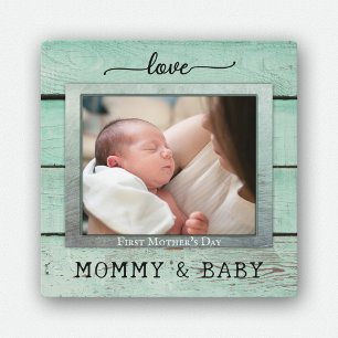 Modern Rustic Mint Green Wood Photo Plaque