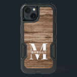 Modern Rustic Monogram Custom Name Vintage Wood<br><div class="desc">This modern,  rustic phone cover features your family monogram and name over a printed medium brown wood backdrop in a retro vintage typography design. Customize with your family name or first name and initial and make this your own unique keepsake cover.</div>
