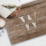 Modern Rustic Monogram Family Name Vintage Wood Cutting Board<br><div class="desc">This modern, rustic cutting board features your family monogram and name over a printed medium brown wood backdrop in a retro vintage typography design. Customize with your family name and initial and make this your own unique keepsake for the farmhouse style lake house, family cottage or country cabin - or...</div>