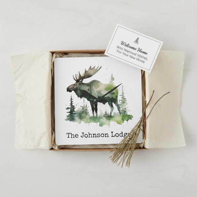 Modern Rustic Moose Wall Clock Mountain Lodge Deco (Creator Uploaded)