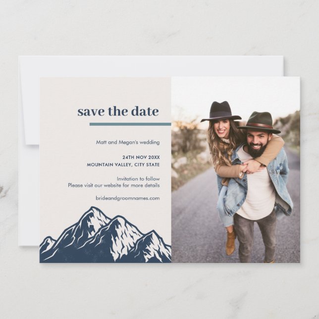 Modern Rustic Mountain Nature Outdoor Photo Save The Date (Front)