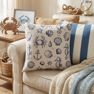 Modern Rustic Nautical Throw Pillow