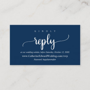 Modern Rustic, Navy Blue, Online RSVP website Encl Enclosure Card