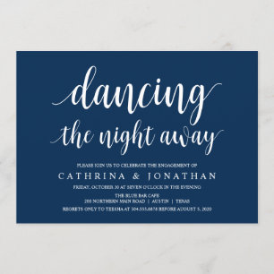 Modern Rustic, Navy Blue script, Engagement Party Invitation