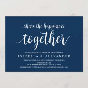 Modern Rustic, Navy Blue script, Engagement Party Invitation