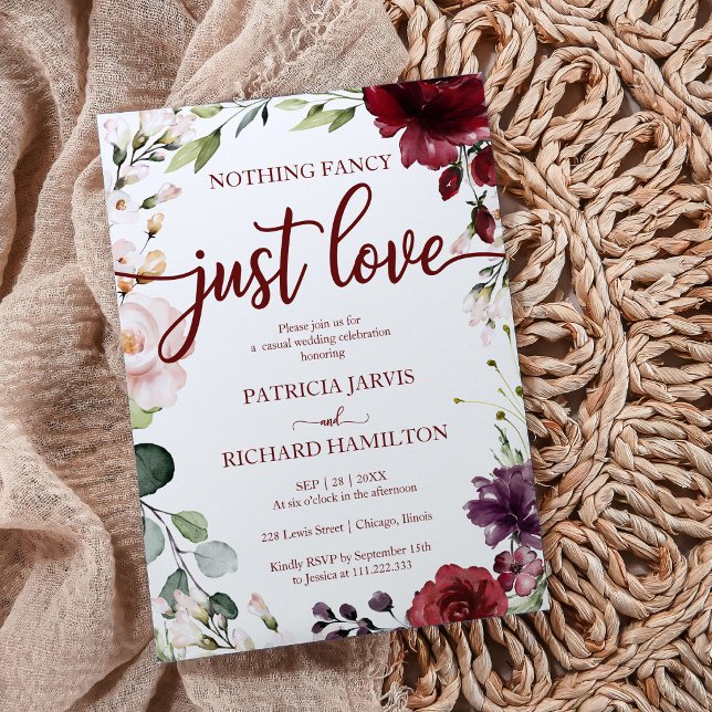 Modern Rustic Nothing Fancy Just Love Wedding Invitation (Creator Uploaded)