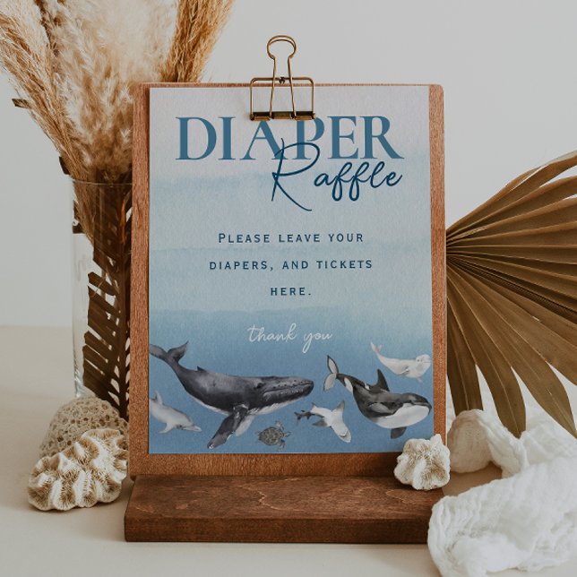 Modern Rustic Ocean Diaper Raffle Baby Shower Sign (Creator Uploaded)