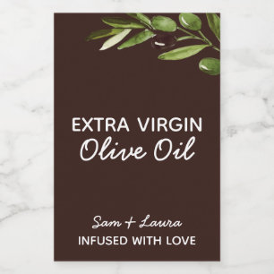 Modern Rustic Olive Oil Wedding Favour Label 