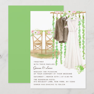 Modern Rustic Outdoor Watercolor Floral Wedding Invitation