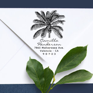 Modern Rustic Palm Tree Custom Return Address Self-inking Stamp