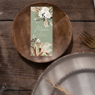 Modern rustic pampas eucalyptus botanical elegant  menu