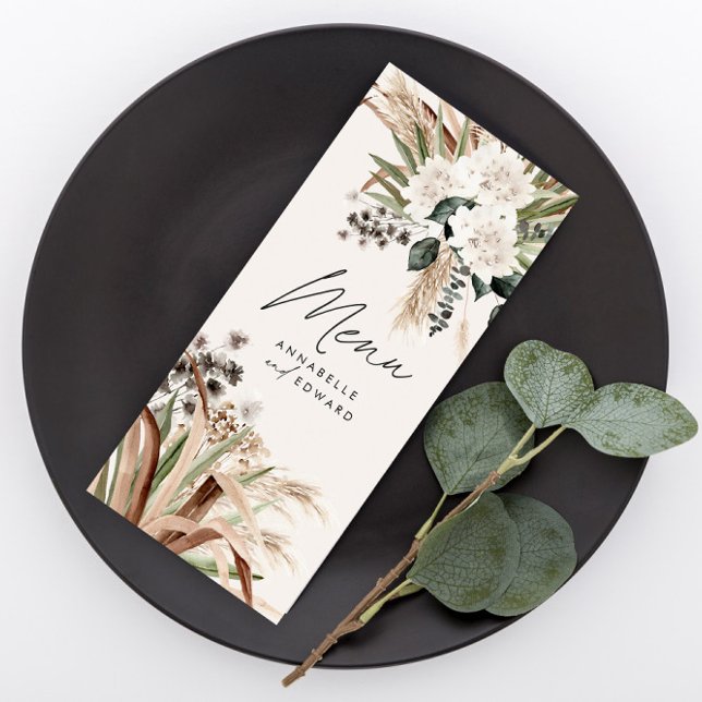 Modern rustic pampas eucalyptus botanical elegant menu (Creator Uploaded)