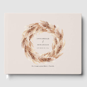 modern rustic pampas grass wedding Guest Book