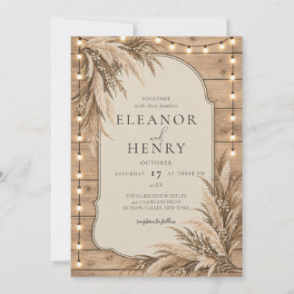 Modern Rustic Pampas Grass Wedding Invitation