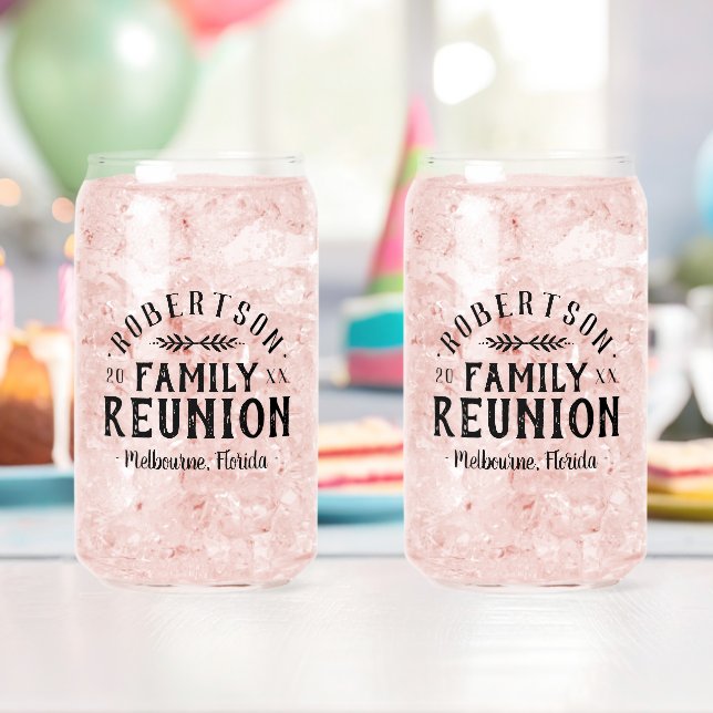 Modern Rustic Personalized Family Reunion Can Glass (Insitu (Birthday))