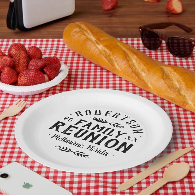 Modern Rustic Personalized Family Reunion Paper Plate (Picnic)