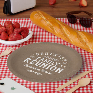Modern Rustic Personalized Family Reunion Paper Plate