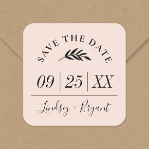 Modern Rustic Personalized Save the Date Square Sticker