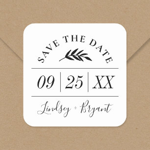 Modern Rustic Personalized Save the Date Square Sticker