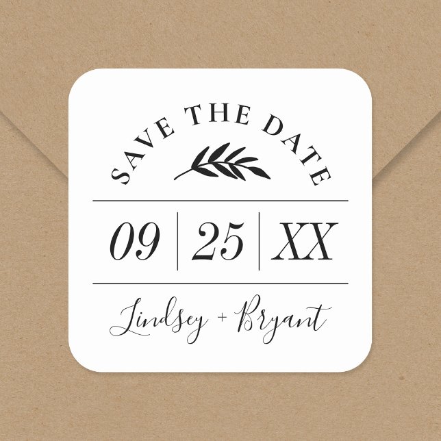Modern Rustic Personalized Save the Date Square Sticker (Creator Uploaded)