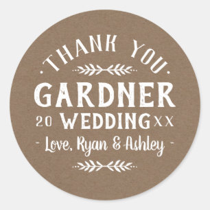 Modern Rustic Personalized Wedding Favour Stickers