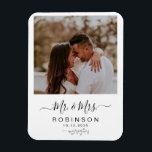 Modern Rustic Photo Botanical Wedding Magnet<br><div class="desc">Rustic minimalistic design features  modern script ,  botanical floral leaf with photo,  and terracotta colour on back of card.  Easily personalize your information of choice.  Ideal announcement will go with any modern wedding theme</div>