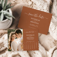 Modern Rustic Photo Calendar Terracotta Wedding