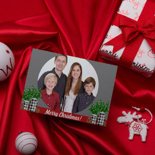 Modern Rustic Photo Personalized Christmas Cards