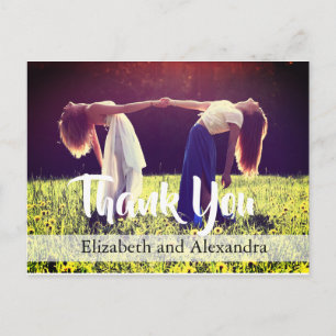 Modern Rustic Photo  Wedding Thank You Postcard