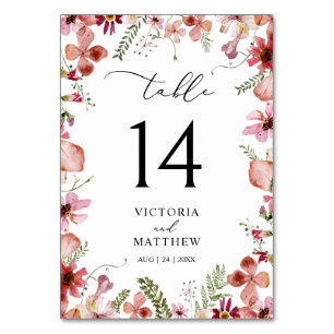Modern Rustic Pink Peach Floral Table Number Card