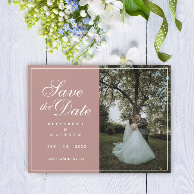 Modern Rustic Pink Wedding Photo Save The Date (Creator Uploaded)