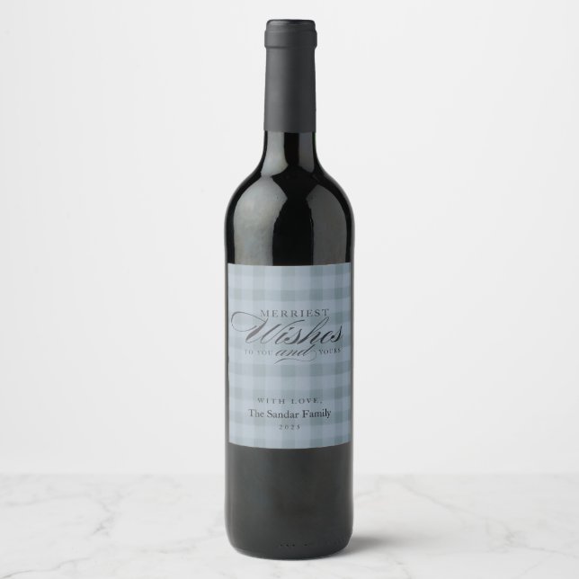 Modern Rustic Plaid Personalized Wine Gift Label (Front)