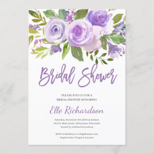 Modern Rustic Purple Wreath Bridal Shower Invitation